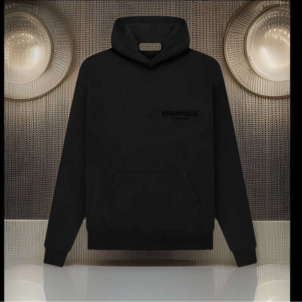 ESSENTIALS HOODIE FEAR OF GOD STRETCH LIMO Fleece Logo Pullover Hoodie NWT